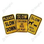 Reflective Aluminum Sign - Reflective Stop Slow Children And Pets At Play Sign